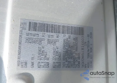 2020 Nissan Rogue S Intelligent Awd из США, поврежденный, VIN 5N1AT2MV5LC816603